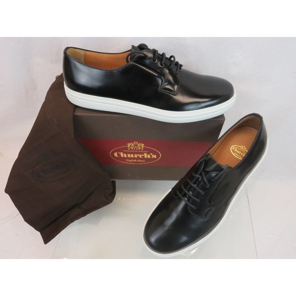 CHURCH\'S BY PRADA PADFIELD BLACK POLISHED LEATHER DERBY OXFORDS 10 US 11 main image 8